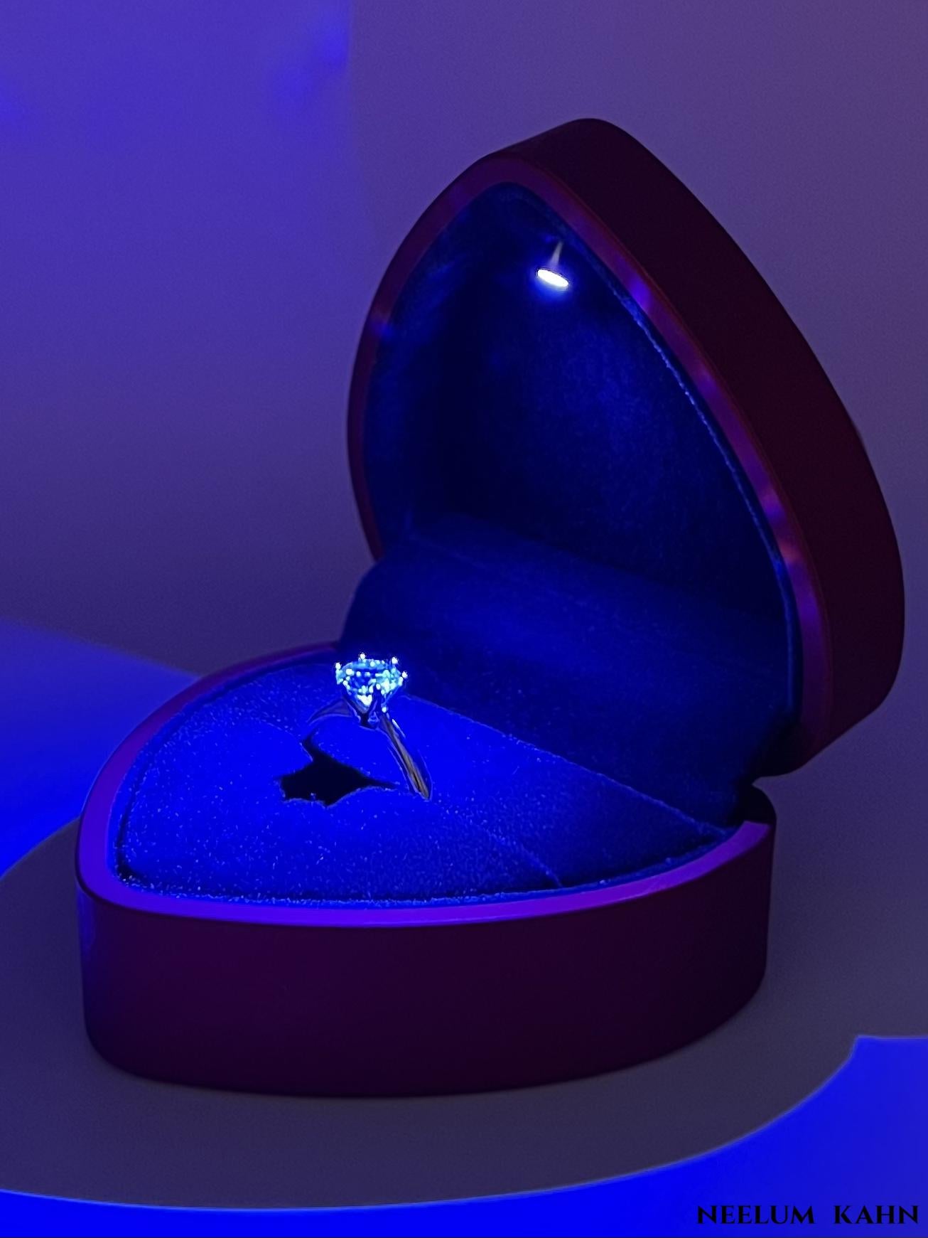 1ct Moissanite Diamond Ring, 925 Sterling Silver, 18K Gold Plated, Round Cut, VVS1 Clarity, LED Ring Gift Box Included
