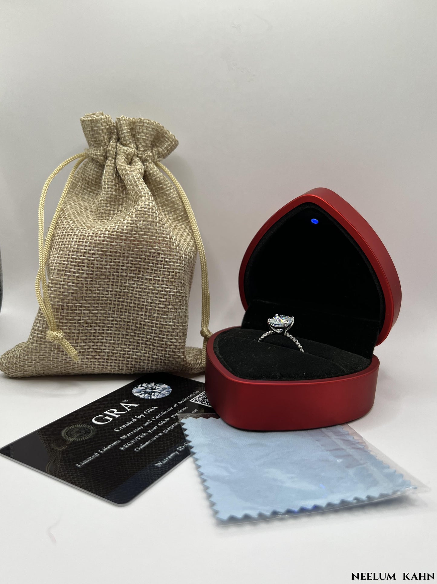 3ct Cushion Cut Moissanite Engagement Ring, 3Ct D VVS1, 925 Sterling Silver, Complete Gift Set with LED Ring Box