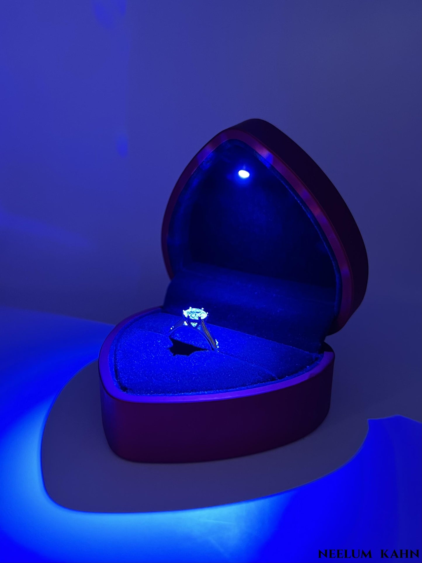 1Ct Moissanite Diamond Ring, 925 Sterling Silver, Round Cut, VVS1 Clarity, 6 Prong Setting, Free Gift LED Heart Ring Box Included
