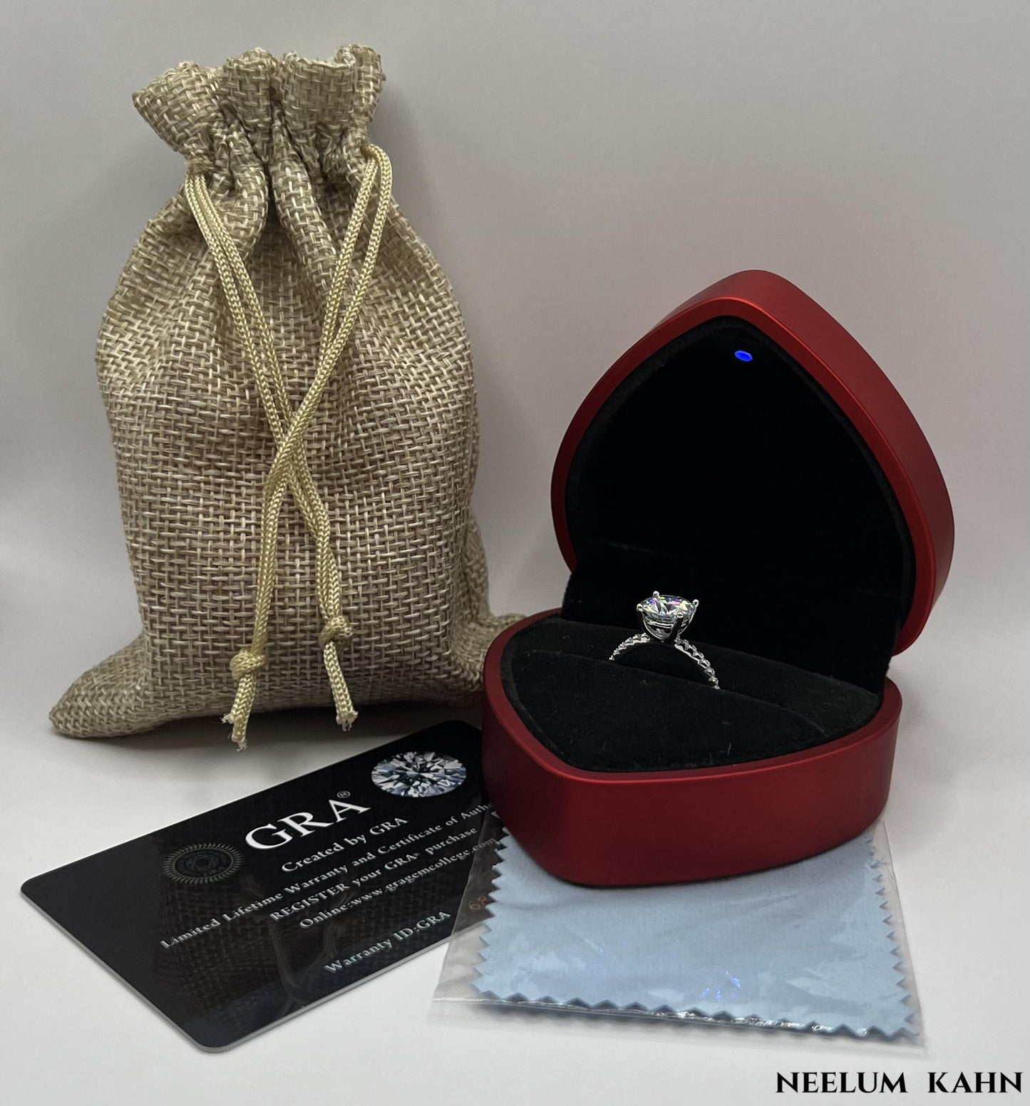 3Ct Moissanite Diamond Ring, 925 Sterling Silver, 18K Gold Plated, Round Cut, VVS1 Clarity, Gift LED Ring Box Included