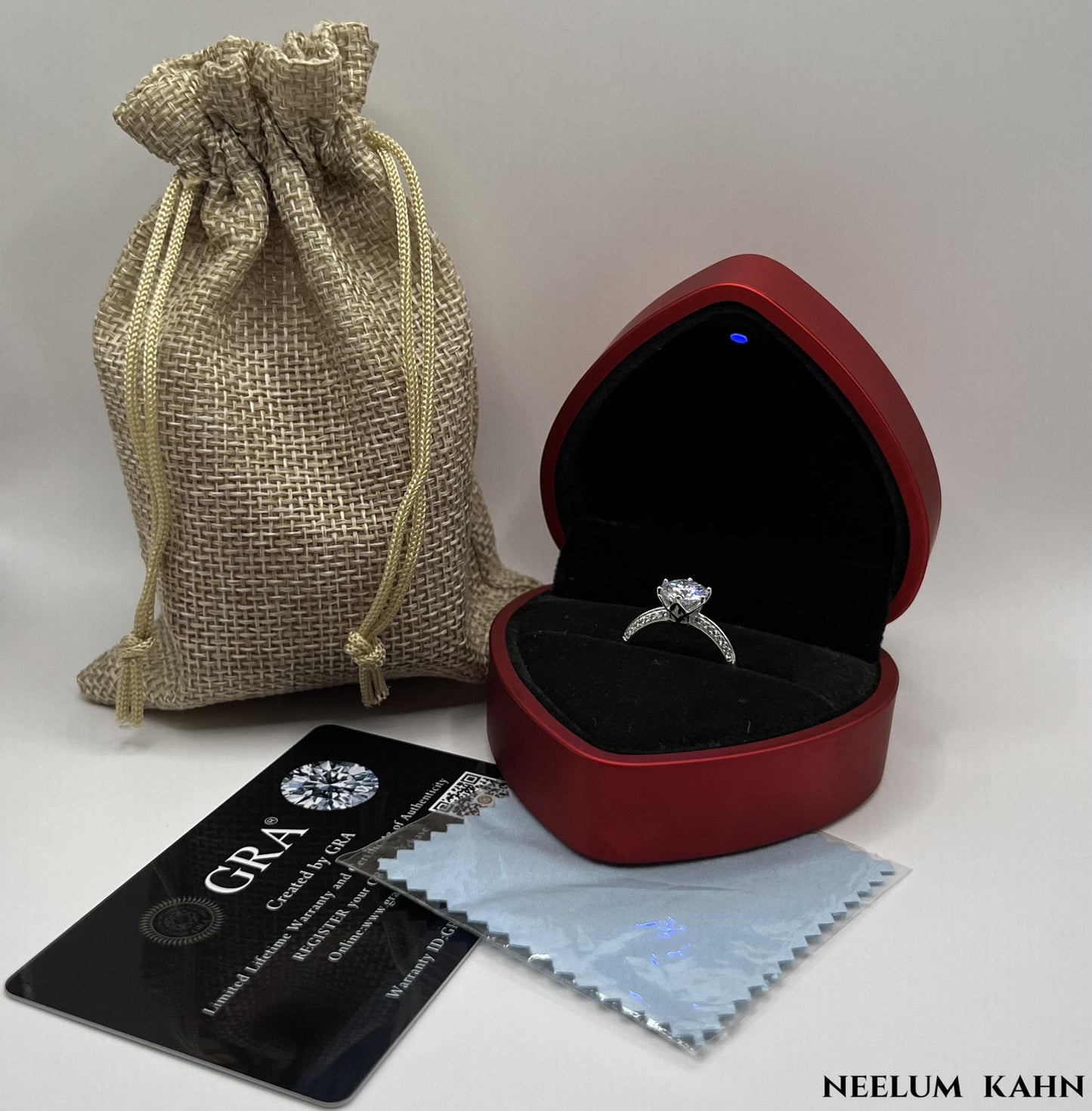 Certified 2Ct Moissanite Diamond Promise Ring for Women – S925 Silver White Gold Plated