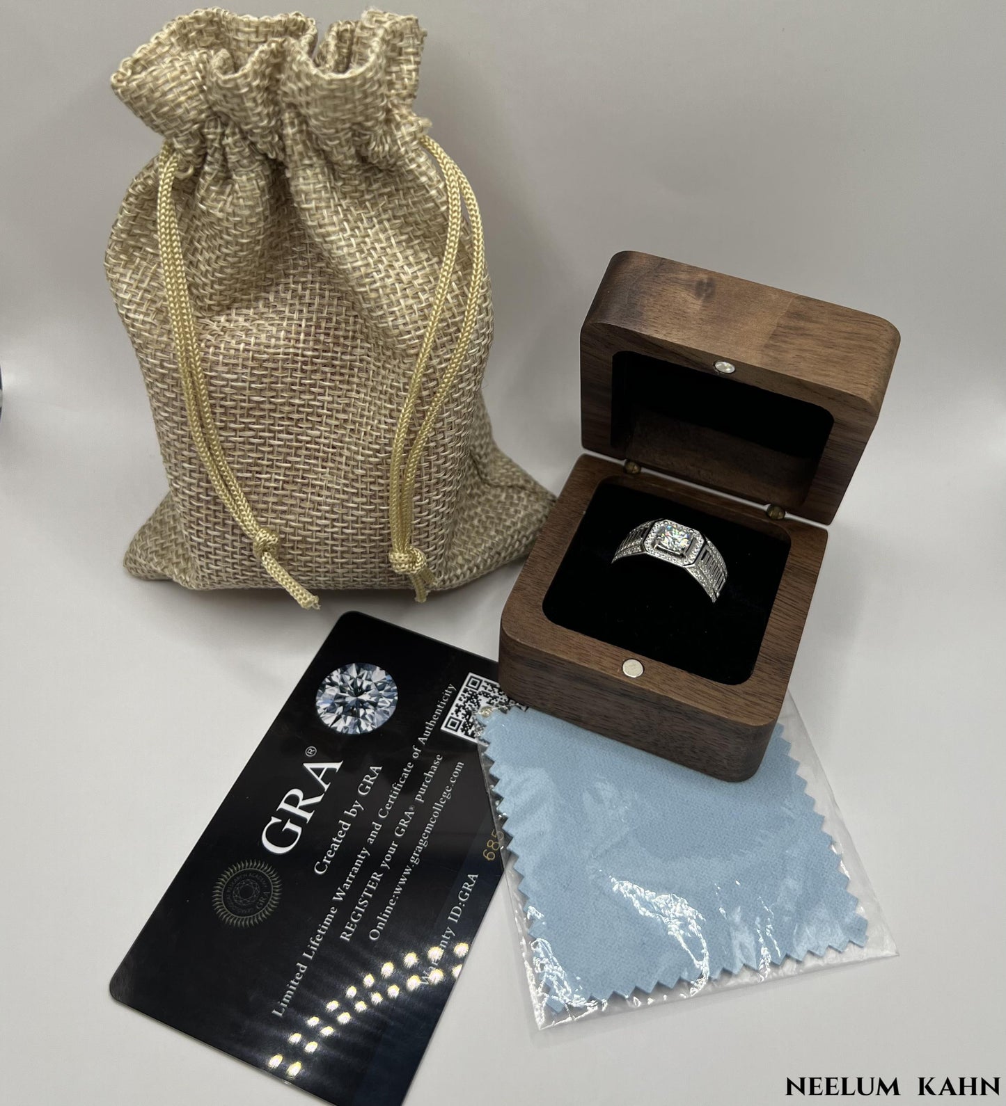 Men's 1Ct Moissanite Ring, Round Cut, 925 Sterling Silver, VVS1 Clarity, Gift Ring Box Included