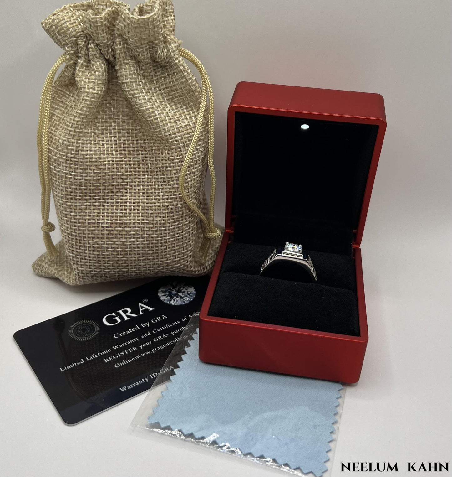 Certified 1Ct Moissanite Diamond Adjustable Ring – S925 Silver White Gold Plated