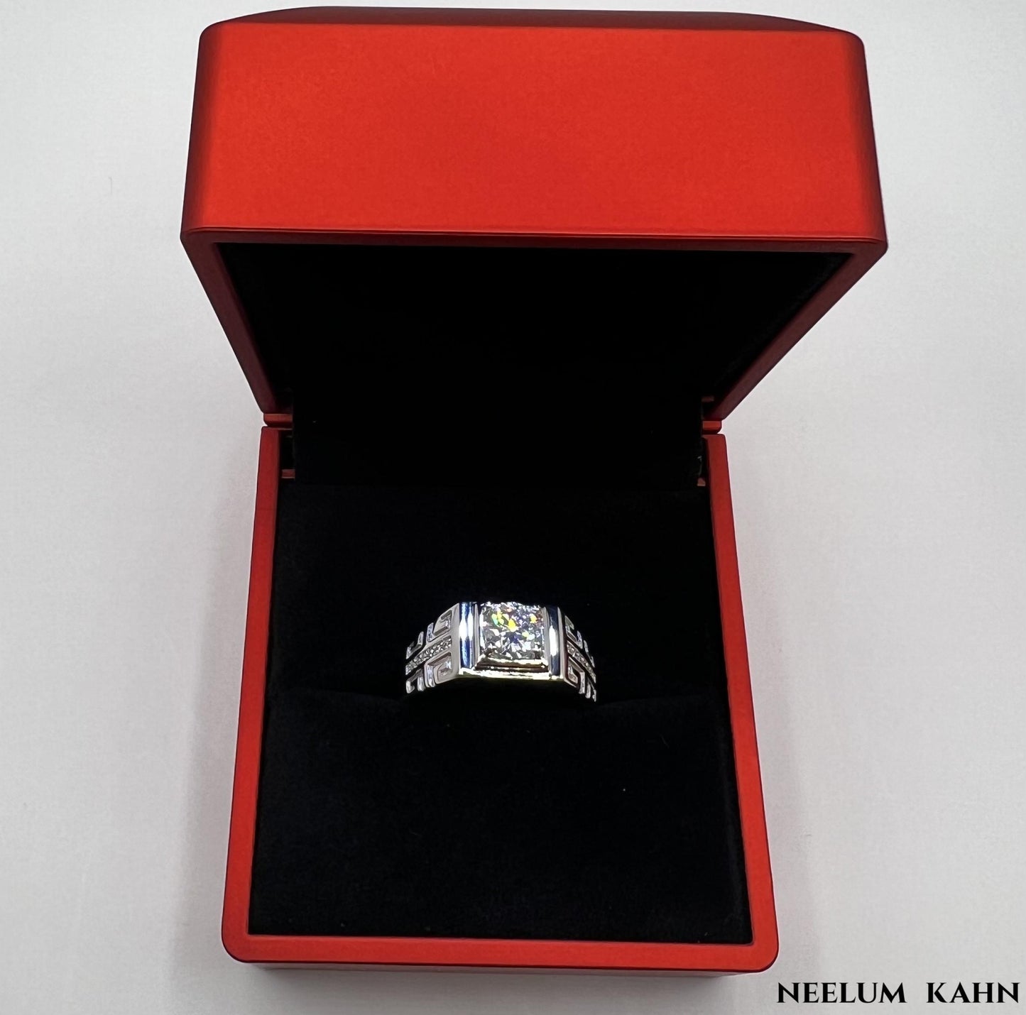 Certified 1Ct Moissanite Diamond Adjustable Ring – S925 Silver White Gold Plated