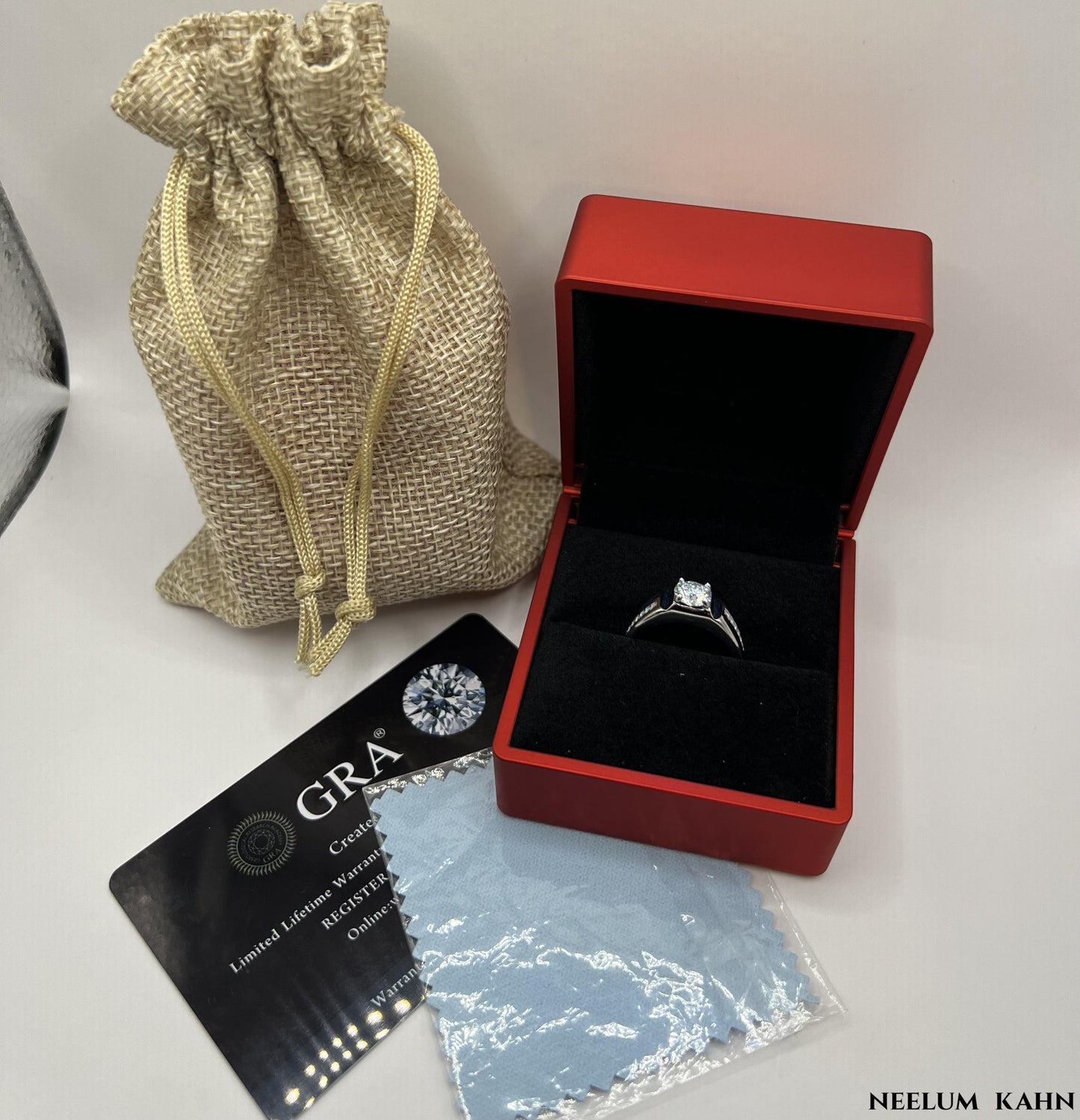Certified 1Ct Moissanite Diamond Men Adjustable Ring S925 Silver Ring