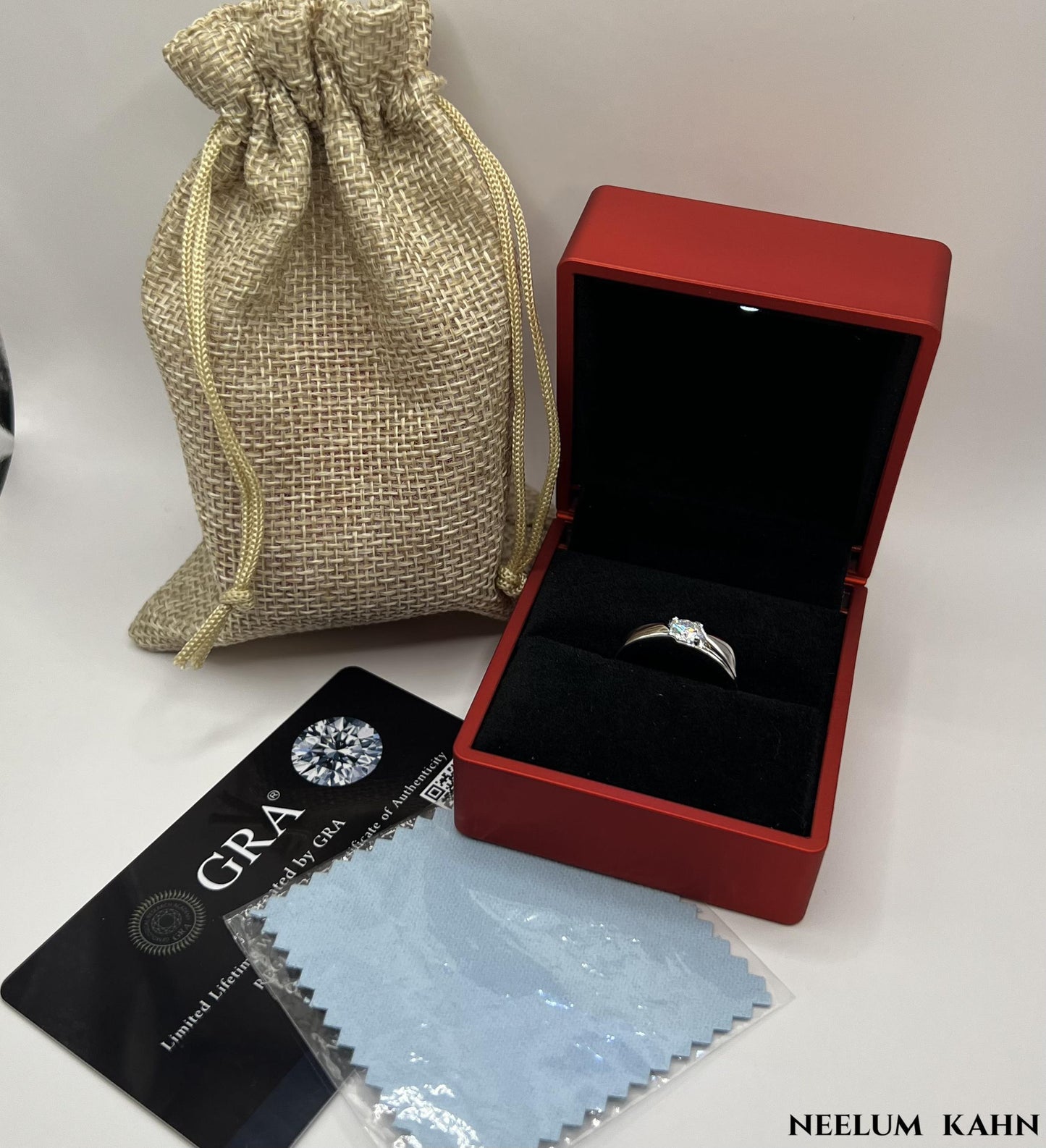 S925 Sterling Silver Moissanite Ring, 0.5Ct Diamond Equivalent, Adjustable Men's Band | LED Ring Box Included