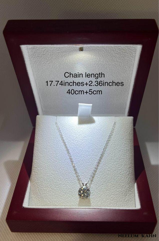 Certified 3Ct Moissanite Diamond S925 Silver Pendant Necklace