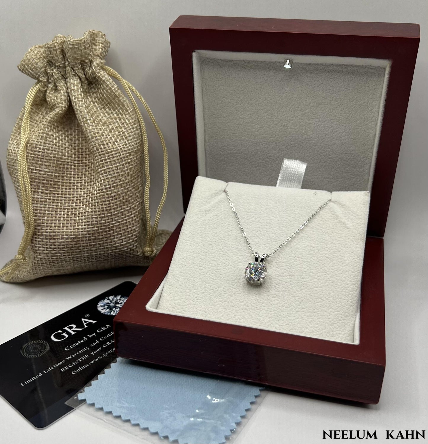 Certified 3Ct Moissanite Diamond S925 Silver Pendant Necklace