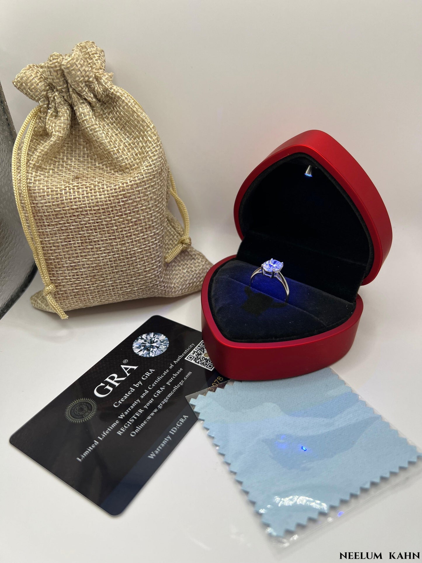 2Ct Oval Cut Moissanite Ring, 925 Sterling Silver, D Color VVS1 Clarity, Solitaire Engagement Ring with Gift LED Heart Ring Box
