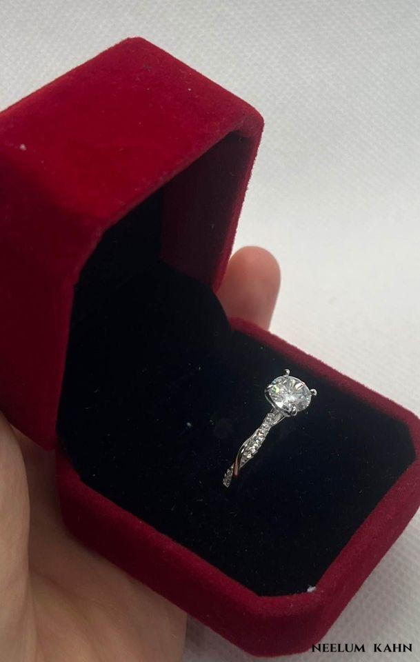 925 Sterling Silver Promise Ring Inlaid Shining Zircon