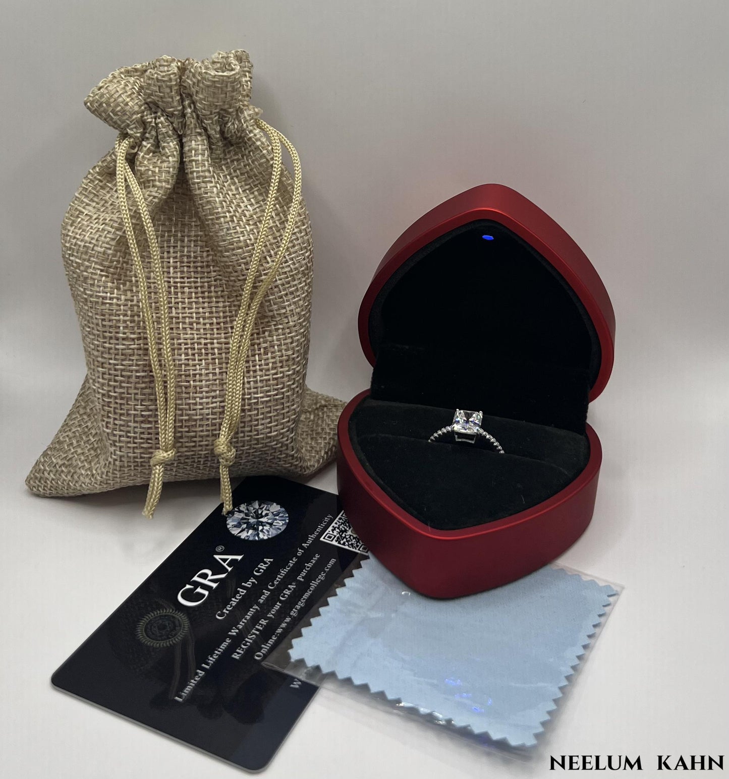 Radiant Cut 3Ct Moissanite Diamond S925 Silver Ring, Gift LED Ring Box Included