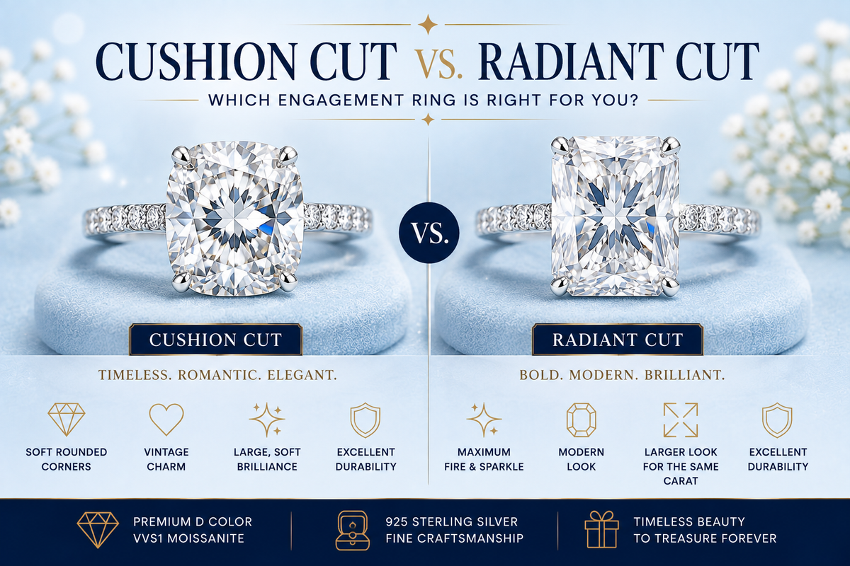 Cushion Cut vs. Radiant Cut Engagement Rings: Which One Is Right for You? (2026 Buyer's Guide)