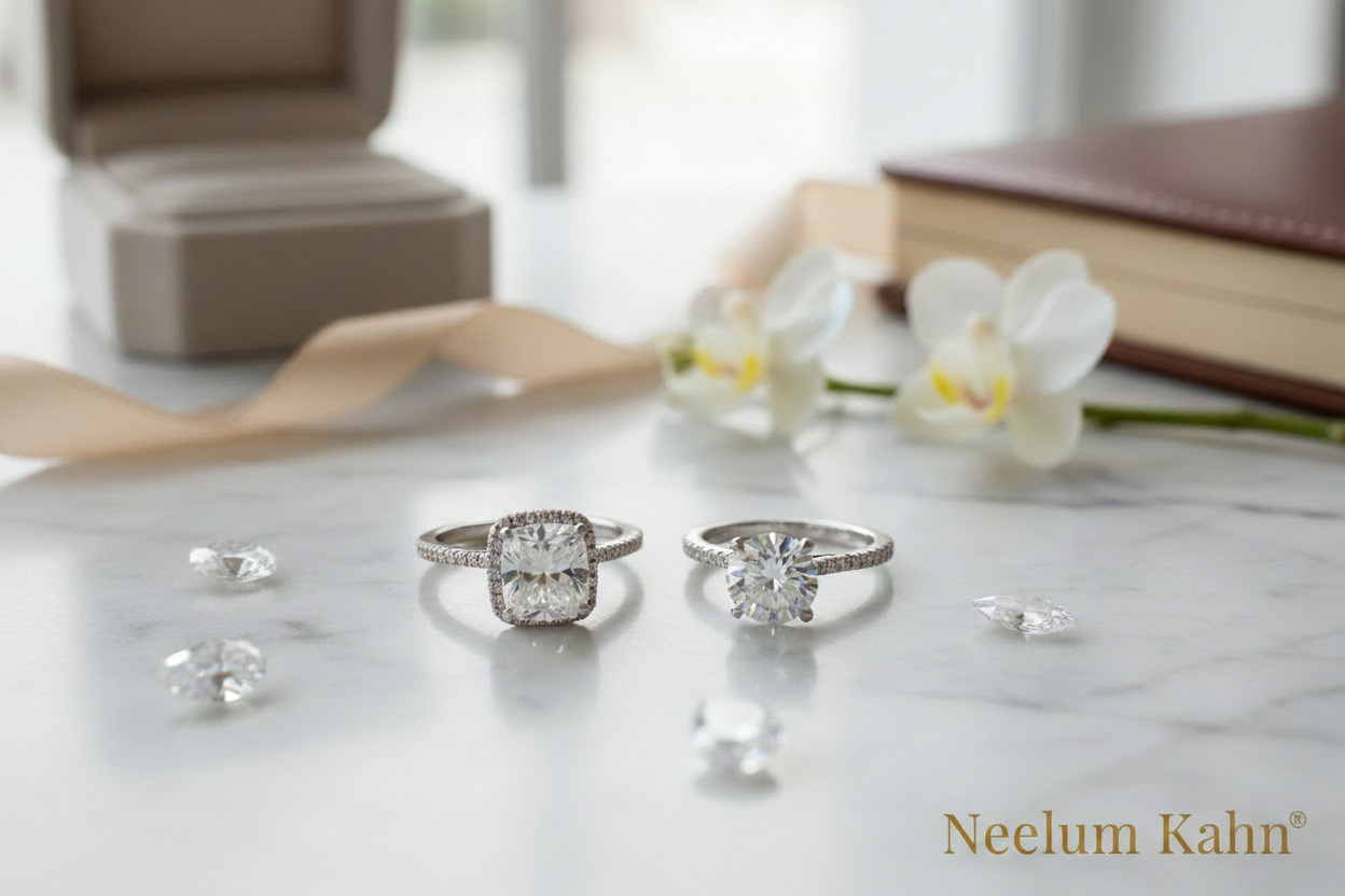 Comparing diamond and moissanite rings