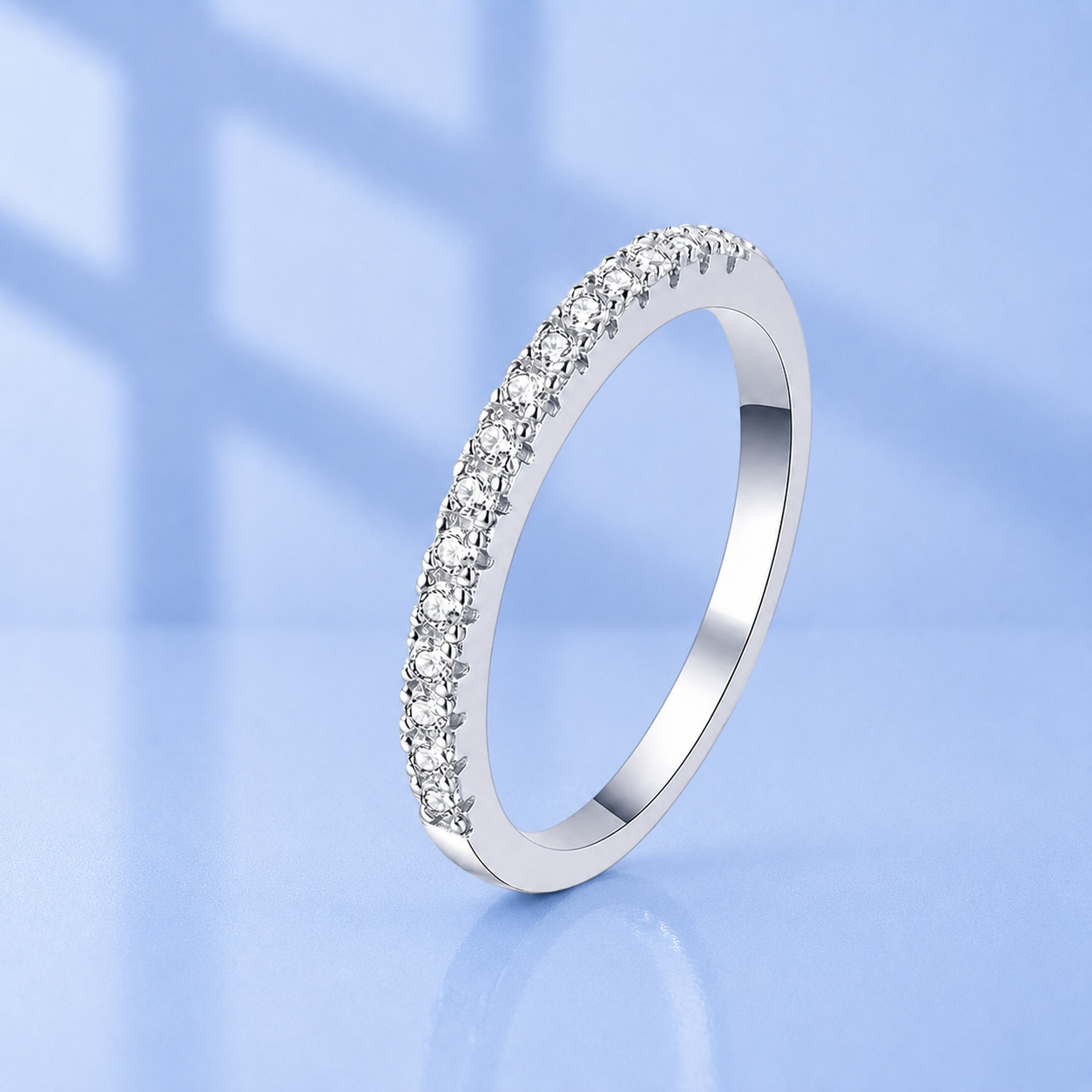 0.19ct Moissanite Wedding Ring | S925 Silver and Moissanite Eternity Half Band