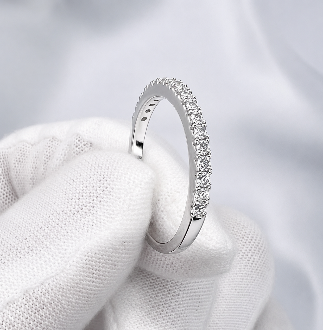 0.19ct Moissanite Wedding Ring | S925 Silver and Moissanite Eternity Half Band