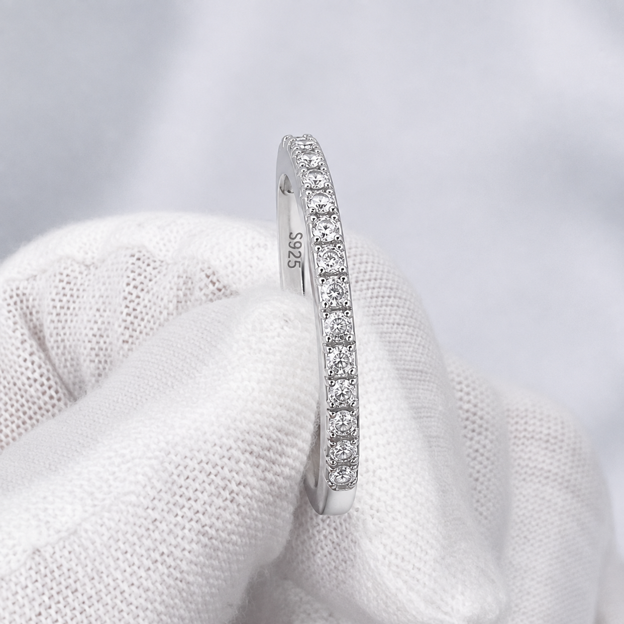 0.19ct Moissanite Wedding Ring | S925 Silver and Moissanite Eternity Half Band