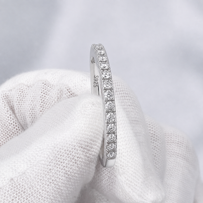 0.19ct Moissanite Wedding Ring | S925 Silver and Moissanite Eternity Half Band