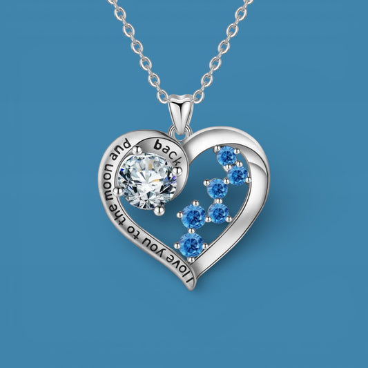 Sterling Silver Moissanite Heart Necklace, 0.5Ct Round Cut VVS1, 18.2 Inch Chain | Gift Jewelry Box Included
