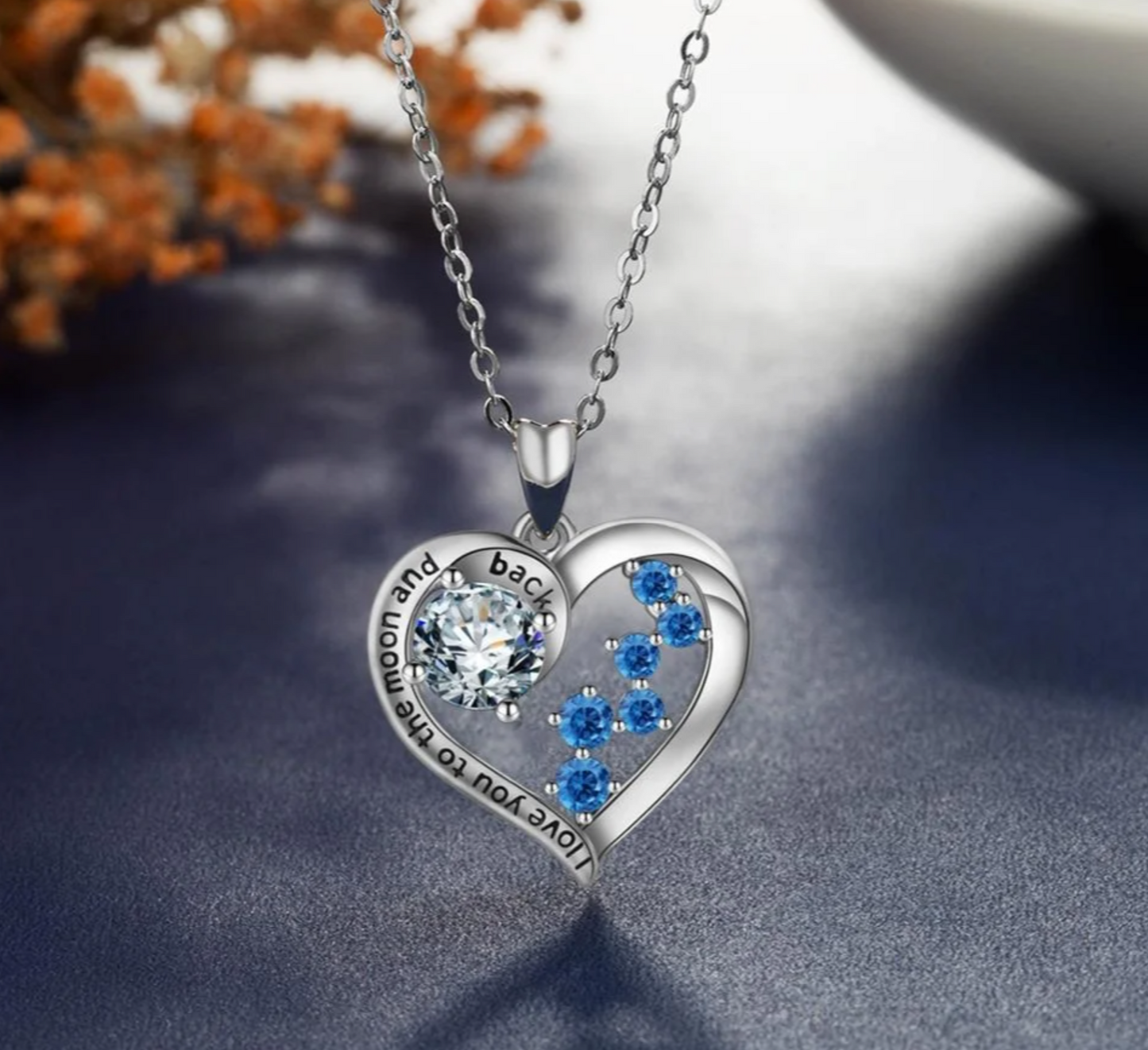Sterling Silver Moissanite Heart Necklace, 0.5Ct Round Cut VVS1, 18.2 Inch Chain | Gift Jewelry Box Included