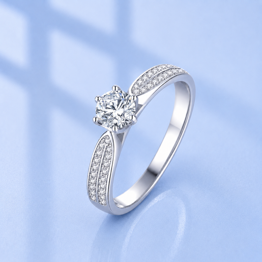 0.5ct Moissanite Promise Ring | S925 Silver | VVS1 D Color
