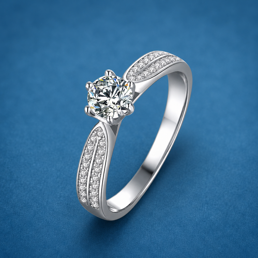 Certified 0.5ct Moissanite Promise Ring | S925 Silver | VVS1 D Color