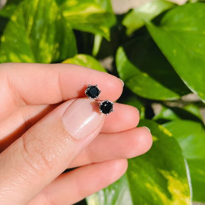 1ct (0.5ct each) Black Moissanite Screw Stud Earrings | S925 Silver | Unisex