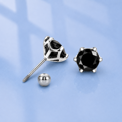 1ct (0.5ct each) Black Moissanite Screw Stud Earrings | S925 Silver | Unisex