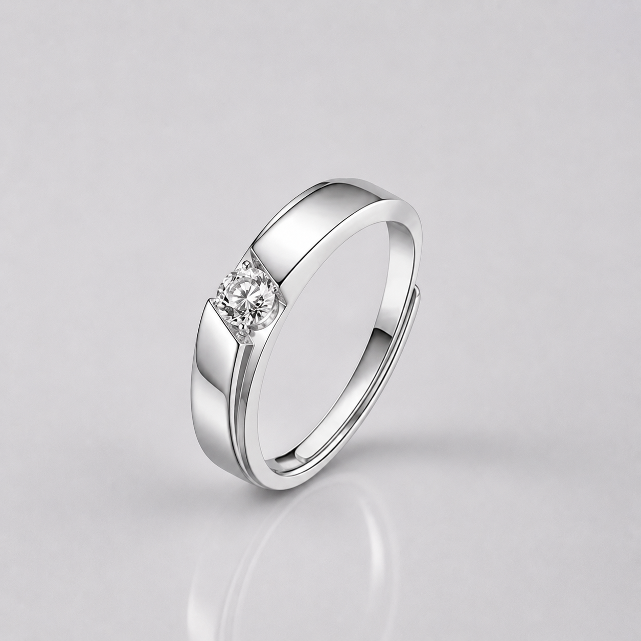 0.5ct Moissanite Adjustable Men's Ring | S925 Silver | VVS1