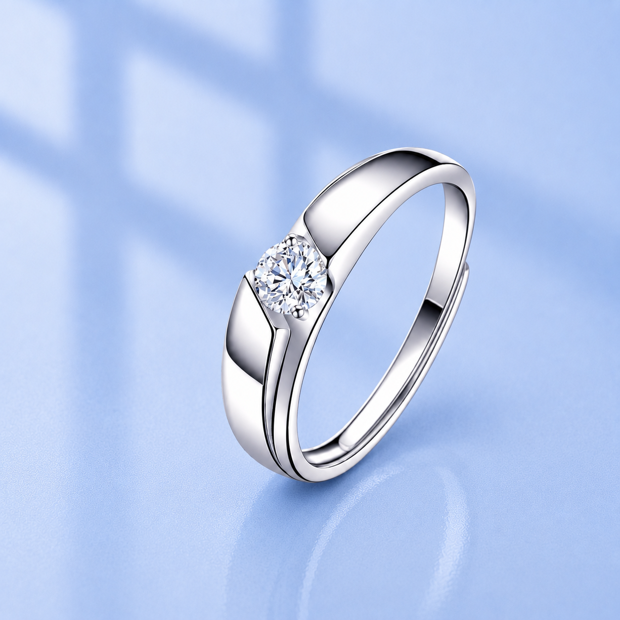 0.5ct Moissanite Adjustable Men's Ring | S925 Silver | VVS1