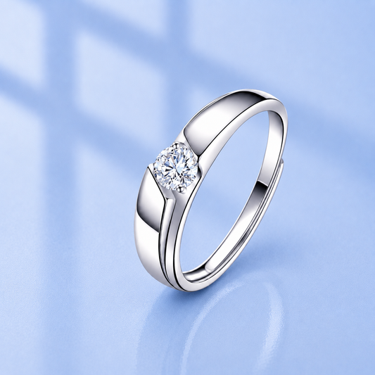 0.5ct Moissanite Adjustable Men's Ring | S925 Silver | VVS1