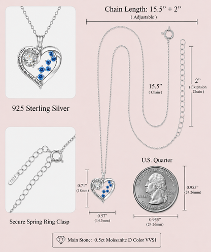 0.5ct Moissanite Heart Necklace | S925 Silver | VVS1 | 18.2" Chain