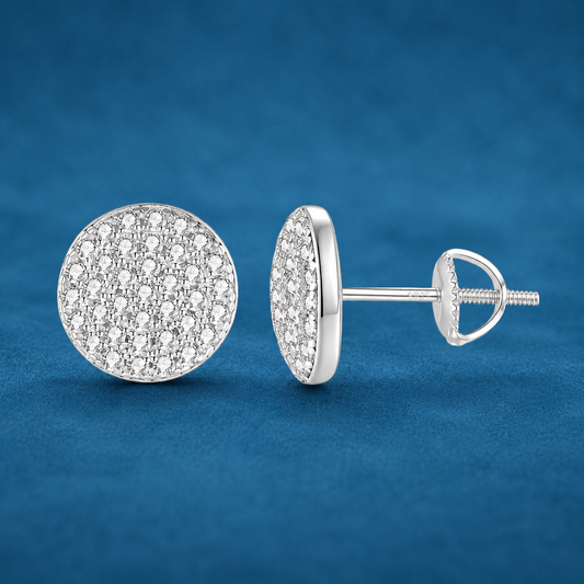 Certified 1.2ct Moissanite Stud Earrings | 0.6ct Each | 18K White Gold Plated S925 | VVS1 | Screw Back
