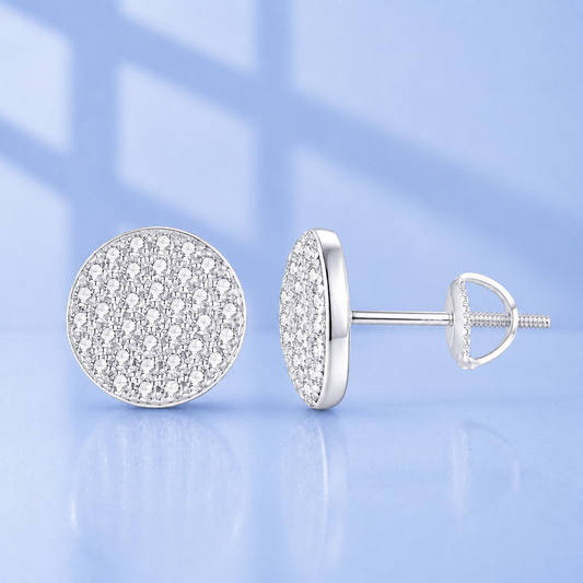 1.2ct Moissanite Stud Earrings | 0.6ct Each | 18K White Gold Plated S925 | VVS1 | Screw Back