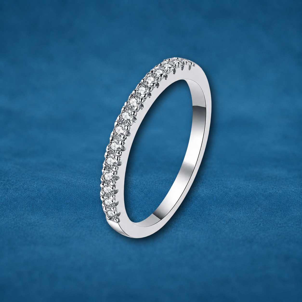 Certified 0.19ct Moissanite Wedding Ring | S925 Silver and Moissanite Eternity Half Band