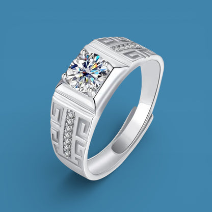 Certified 1Ct Moissanite Diamond Adjustable Ring – S925 Silver White Gold Plated