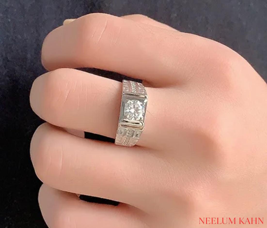 Certified 1Ct Moissanite Diamond Adjustable Ring – S925 Silver White Gold Plated