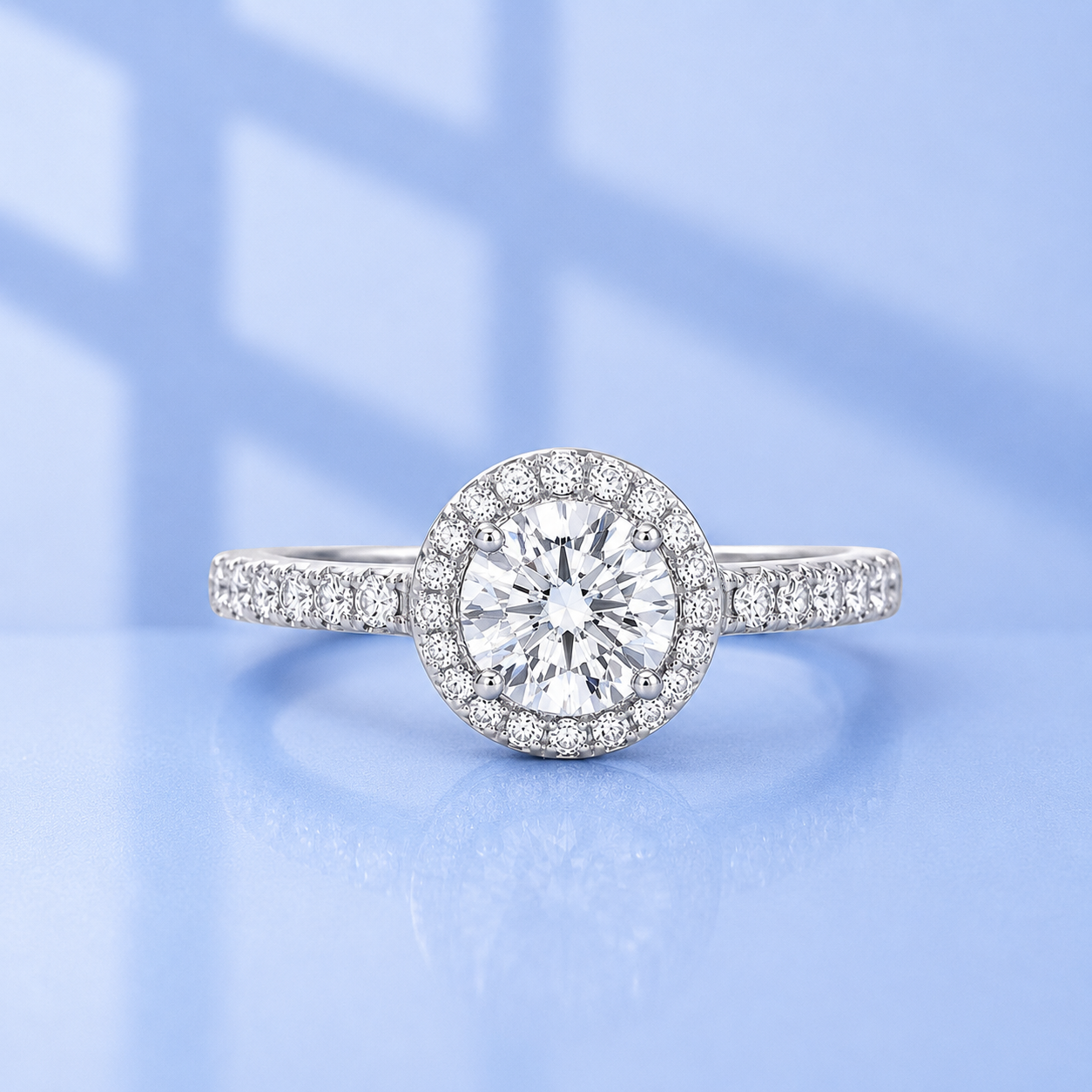 1 CT Plus Halo Moissanite Engagement Ring