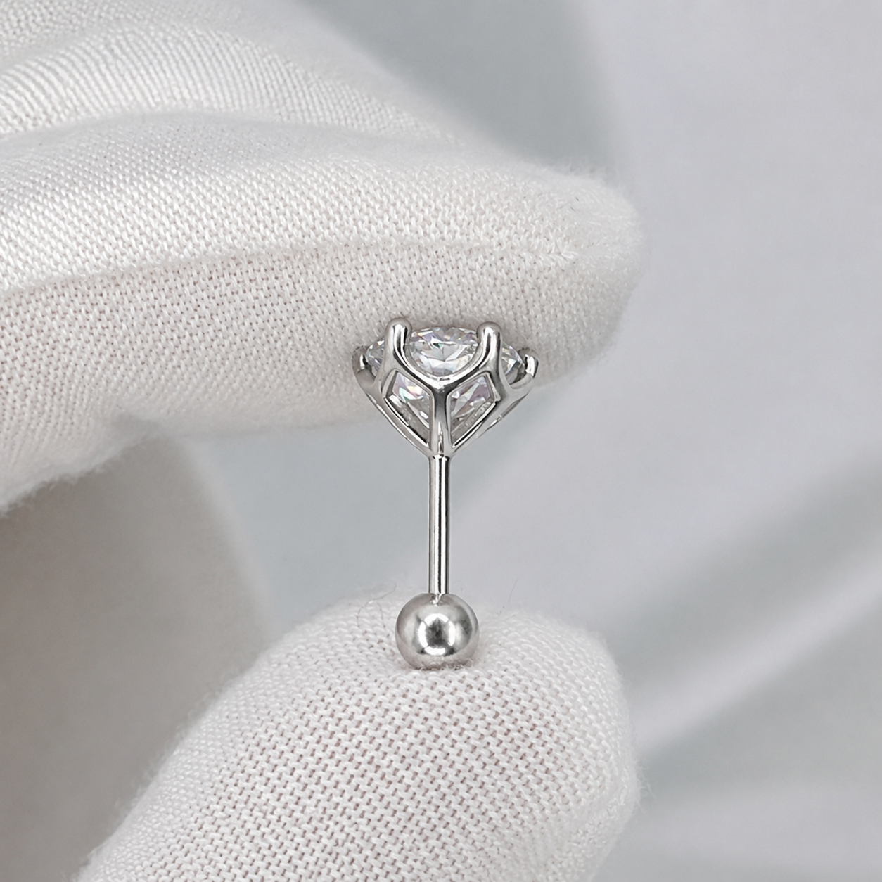 Round Moissanite Stud Earrings, 18K Gold Plated Sterling Silver, Screw Back