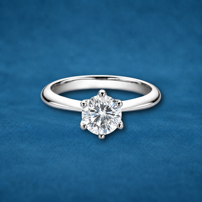 1ct Moissanite Solitaire Ring | 925 Sterling Silver | 18K Gold Plated | VVS1