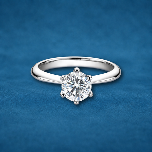 1ct Moissanite Solitaire Ring | 925 Sterling Silver | 18K Gold Plated | VVS1