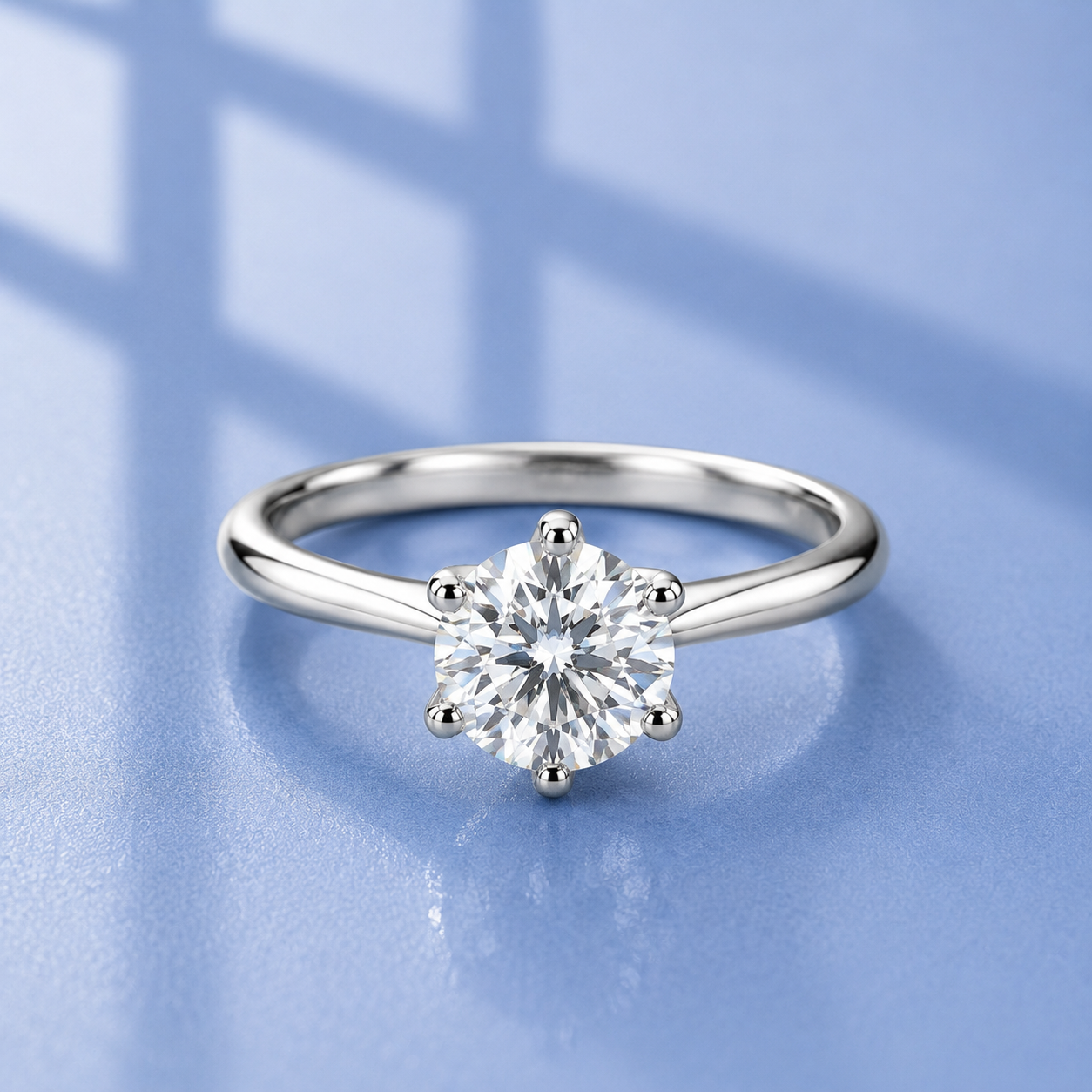 1ct Round Moissanite Solitaire Engagement Ring | 925 Sterling Silver | 18K Gold Plated | VVS1