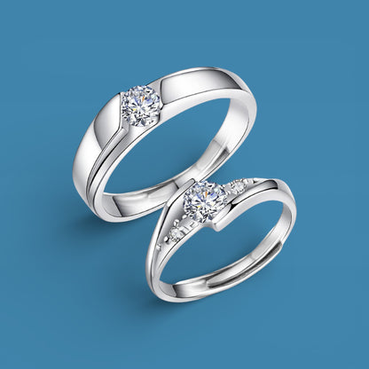 Certified 1ct (0.5ct Each) Moissanite Couple Rings in a Wooden Ring Box