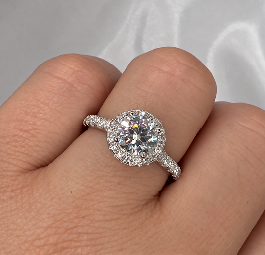 1 CT Plus Halo Moissanite Engagement Ring