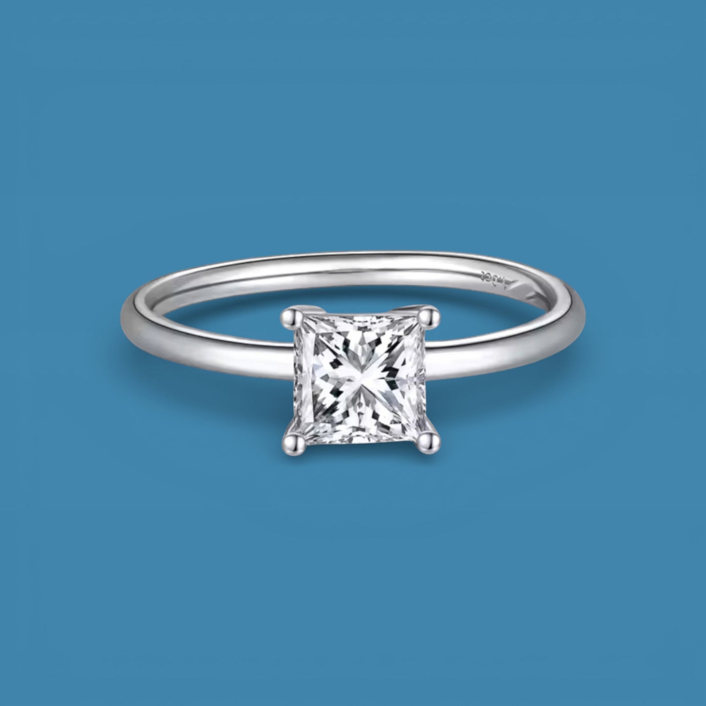 Princess Cut 1ct Moissanite Diamond S925 Silver Ring,