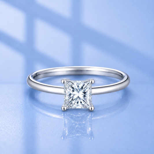 1ct Princess Cut Moissanite Ring | S925 Silver | VVS1