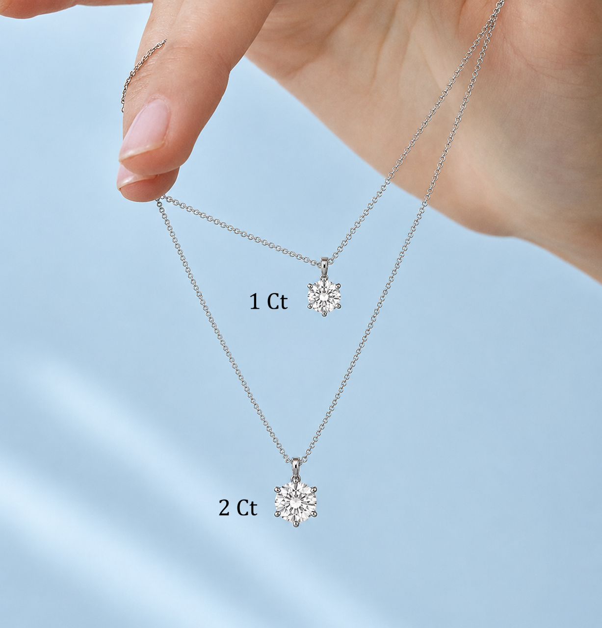 Round Moissanite Diamond Pendant Necklace | S925 Silver | VVS1 | 17.5" Chain