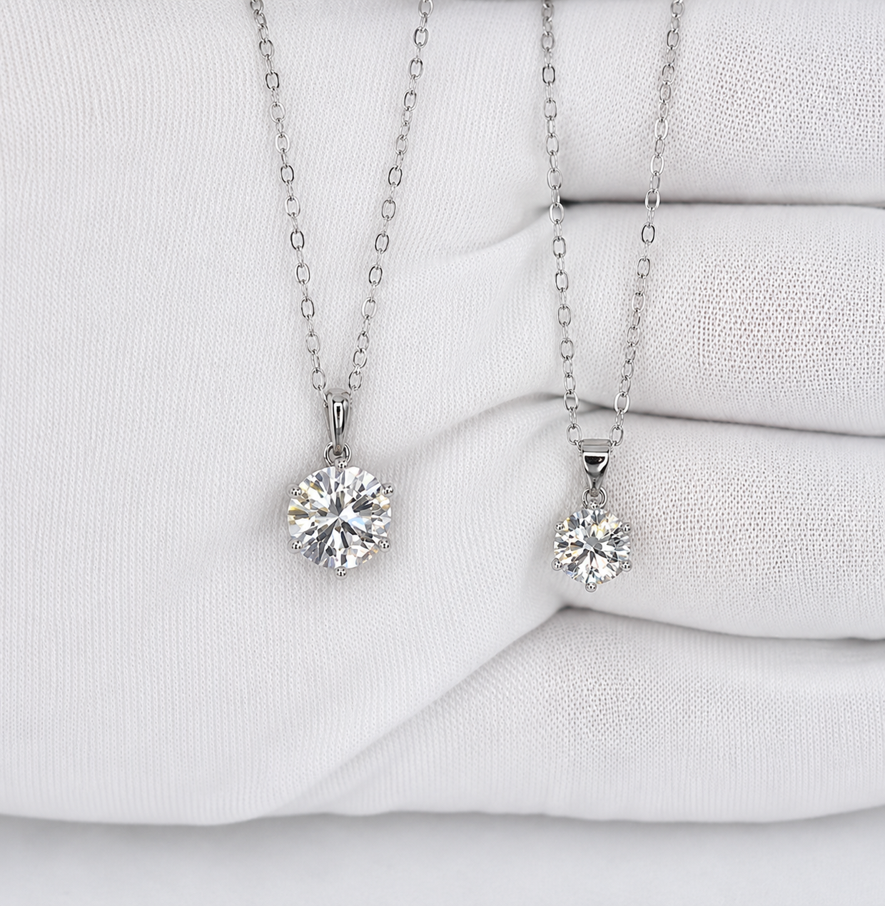 Round Moissanite Diamond Pendant Necklace | S925 Silver | VVS1 | 17.5" Chain