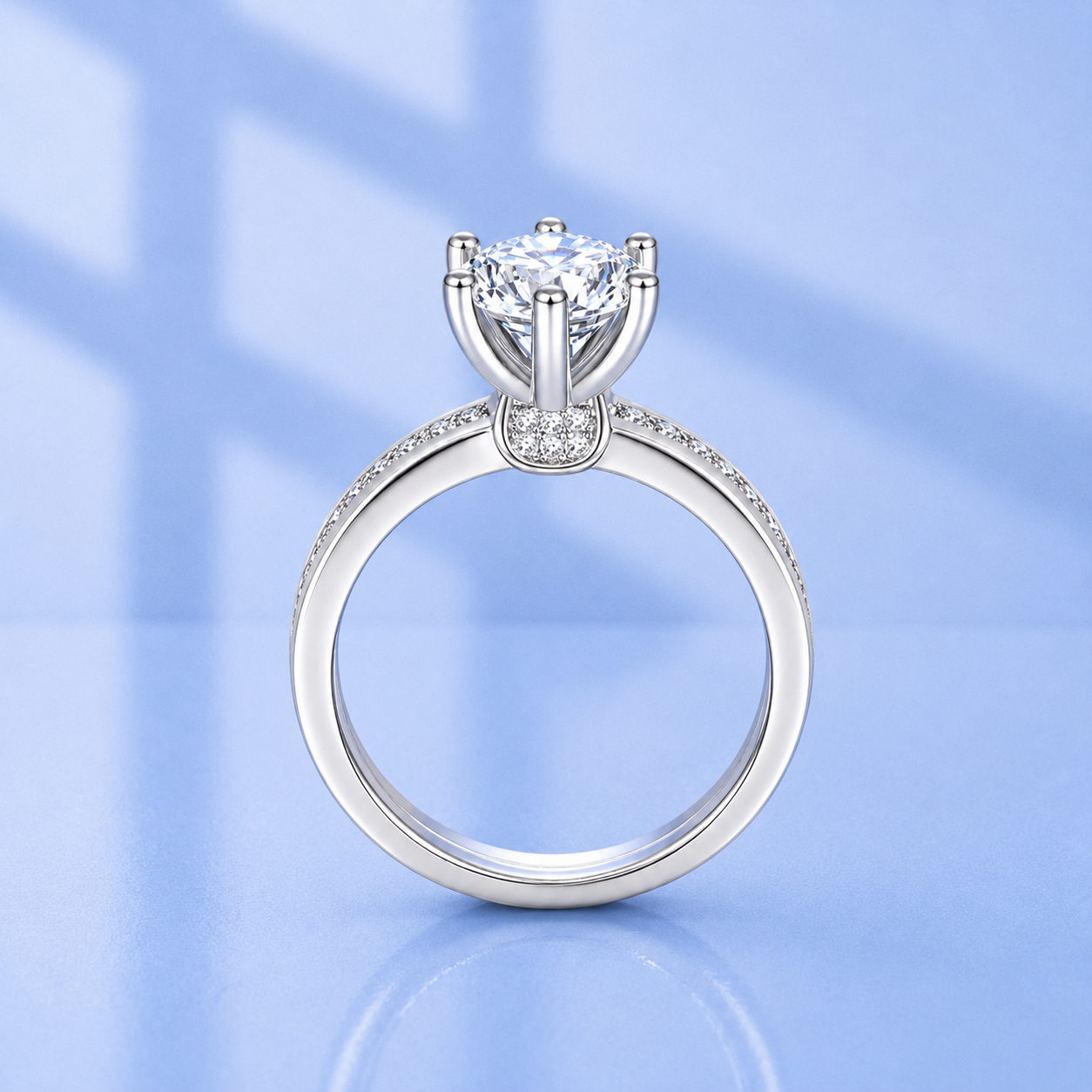 1ct Moissanite Wide Band Proposal Ring | White Gold Plated S925 | VVS1
