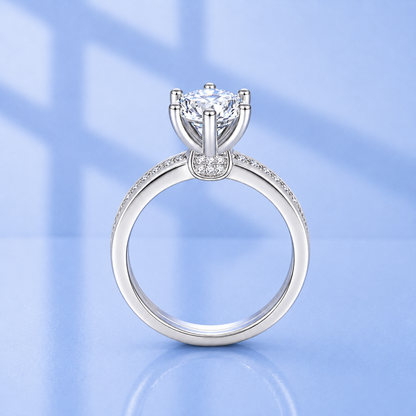 1ct Moissanite Wide Band Proposal Ring | White Gold Plated S925 | VVS1