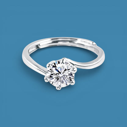 Certified 1Ct Moissanite Diamond Ring D/VVS1 Round Cut – 925 Sterling Silver with LED Ring Box